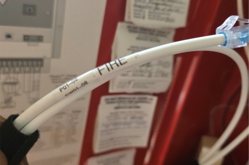Correctly labeled fire patch cable